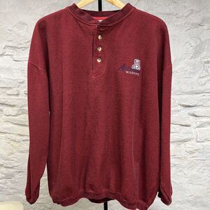 Vtg 90s y2k Cadre Athletic Embroidered Arizona Wildcats Heavy Henley Sweatshirt